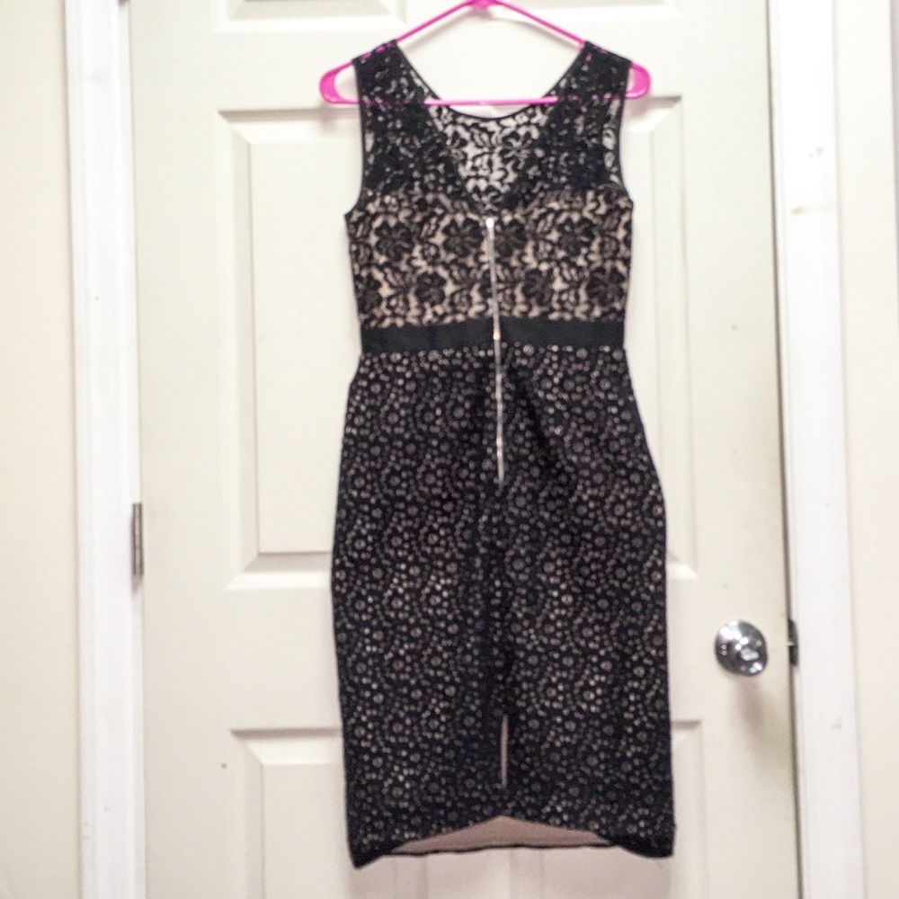 BCBGMAXAZRIA Alice Black Tan Lace Cocktail Dress - Picture 7 of 12